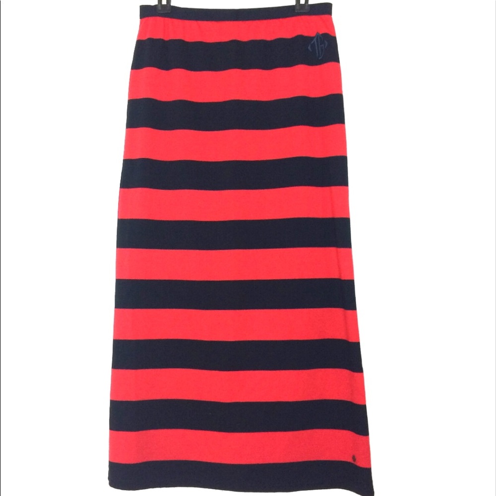 90’s Y2K Vintage Tommy Hilfiger maxi skirt with slit stripes color block Long
